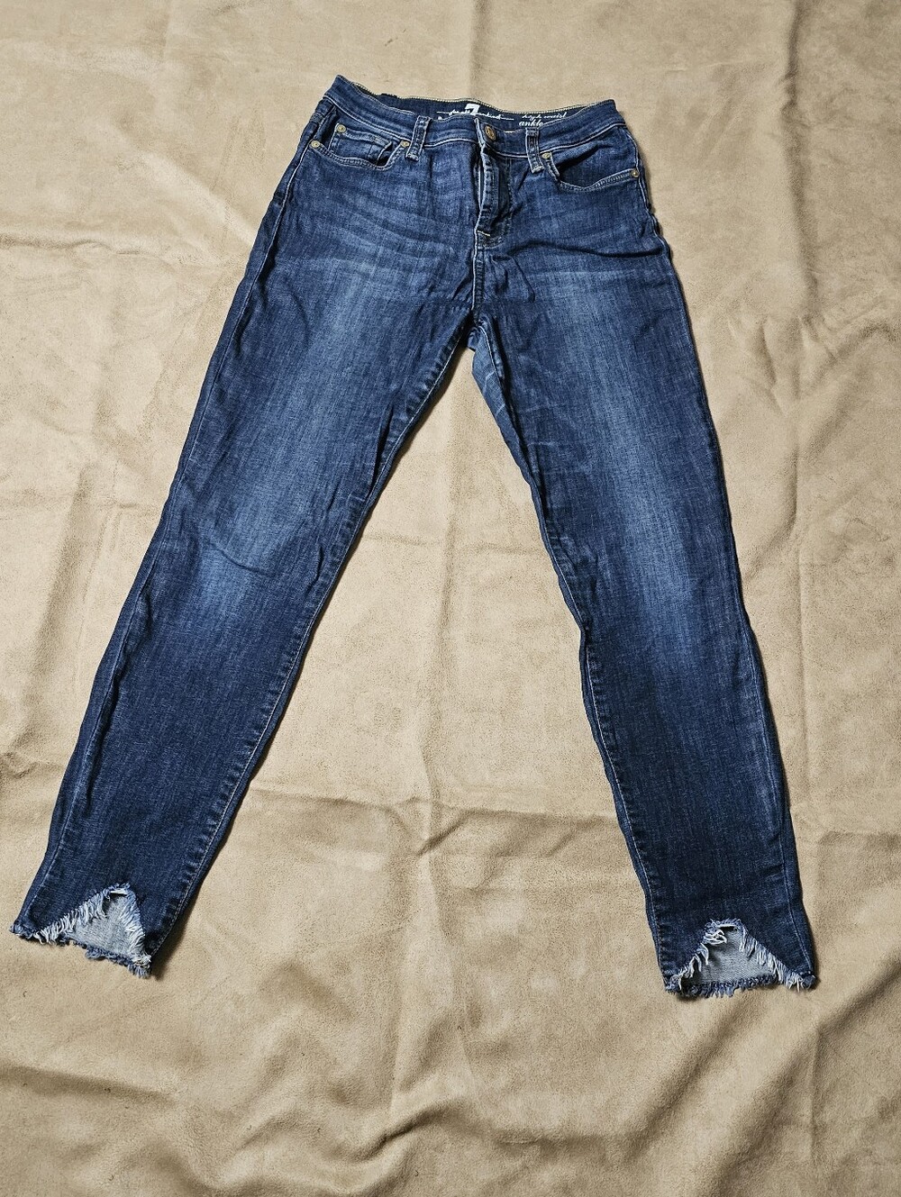 7 For All Mankind 98% Cotton High Waist Women's Dark Blue Skinny Jeans